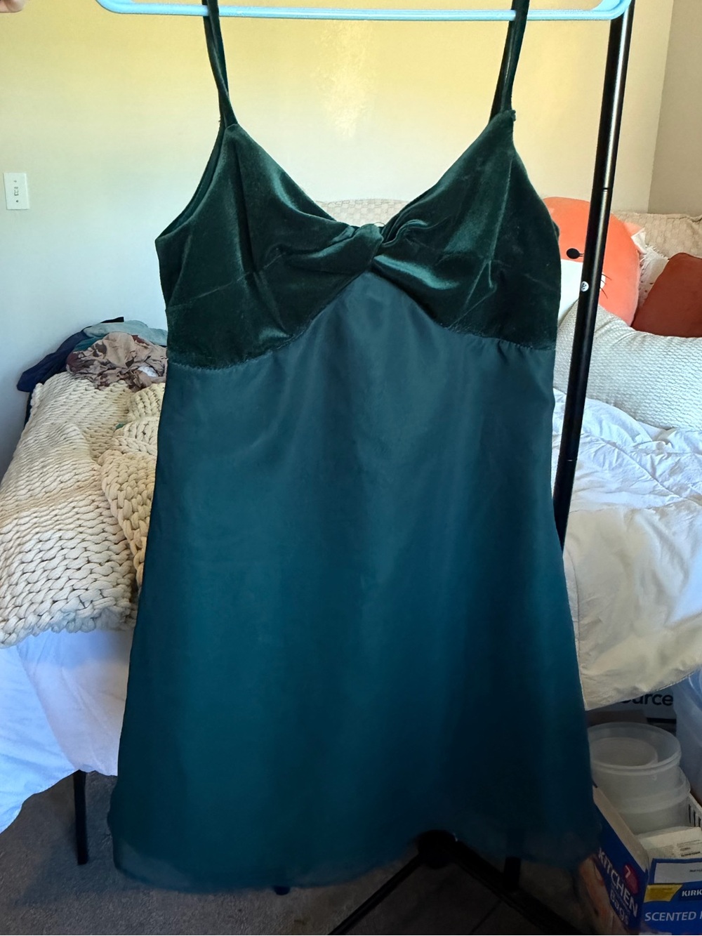 Emerald Velvet Bodice Satin Slip Dress
